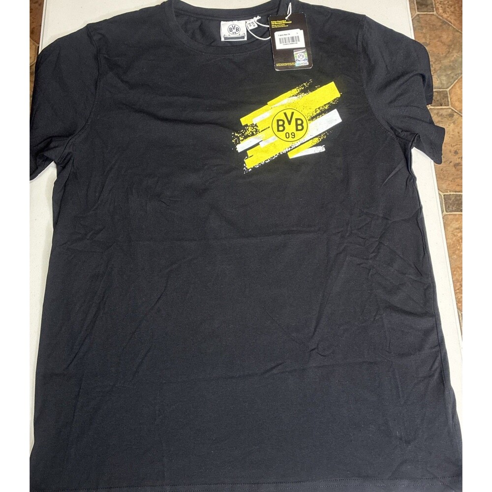 Men Echter Fanartikel von BORUSSIA DORTMUND BLACK T-SHIRT Large NWT